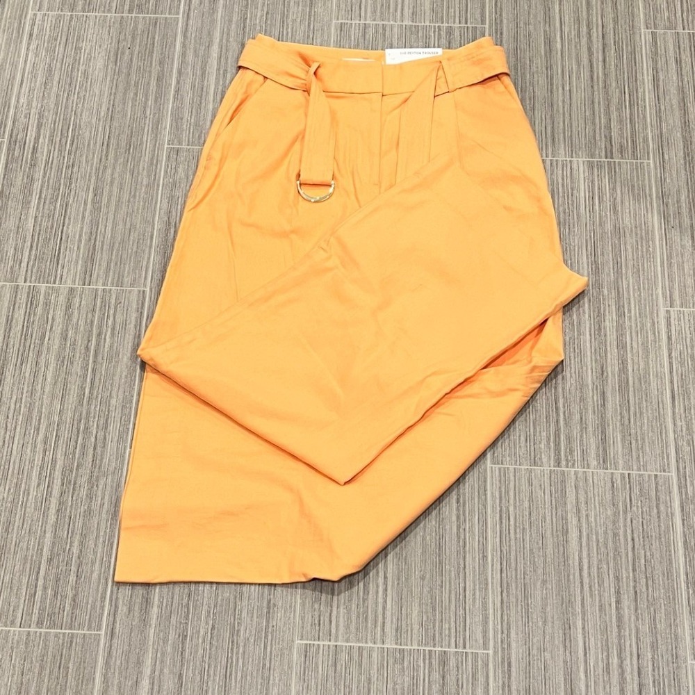 LOFT‎ Pants Womens 2 Peyton Trouser Orange Wide Leg Cotton Linen Belted Summer